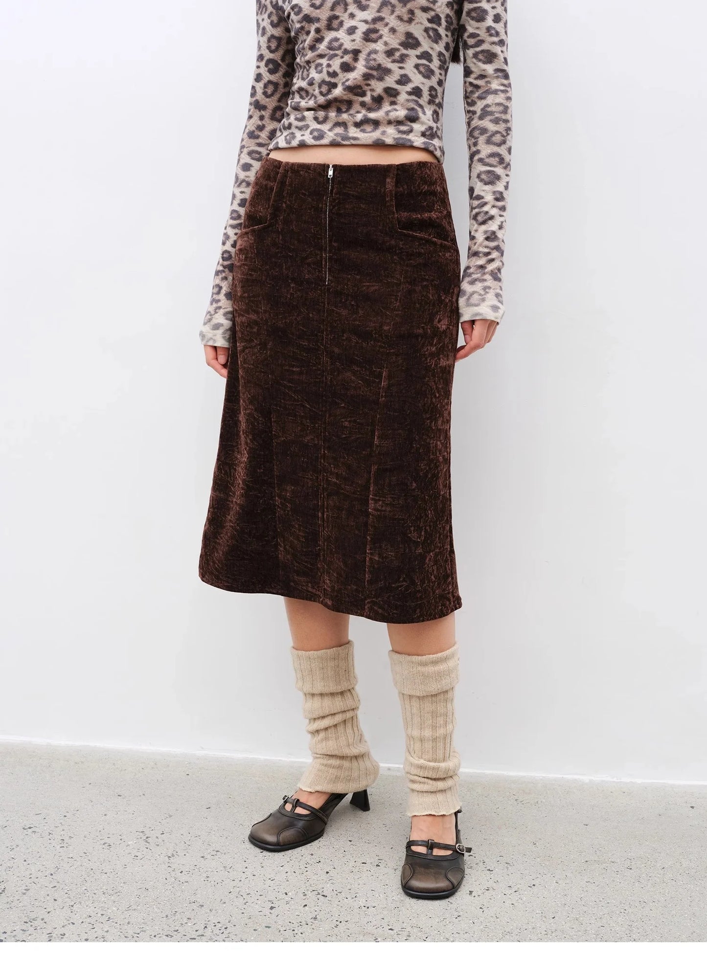 "Autumn Slumber" Unique Stylish Double-Sided Sherpa Textured Versatile Slimming Skirt
