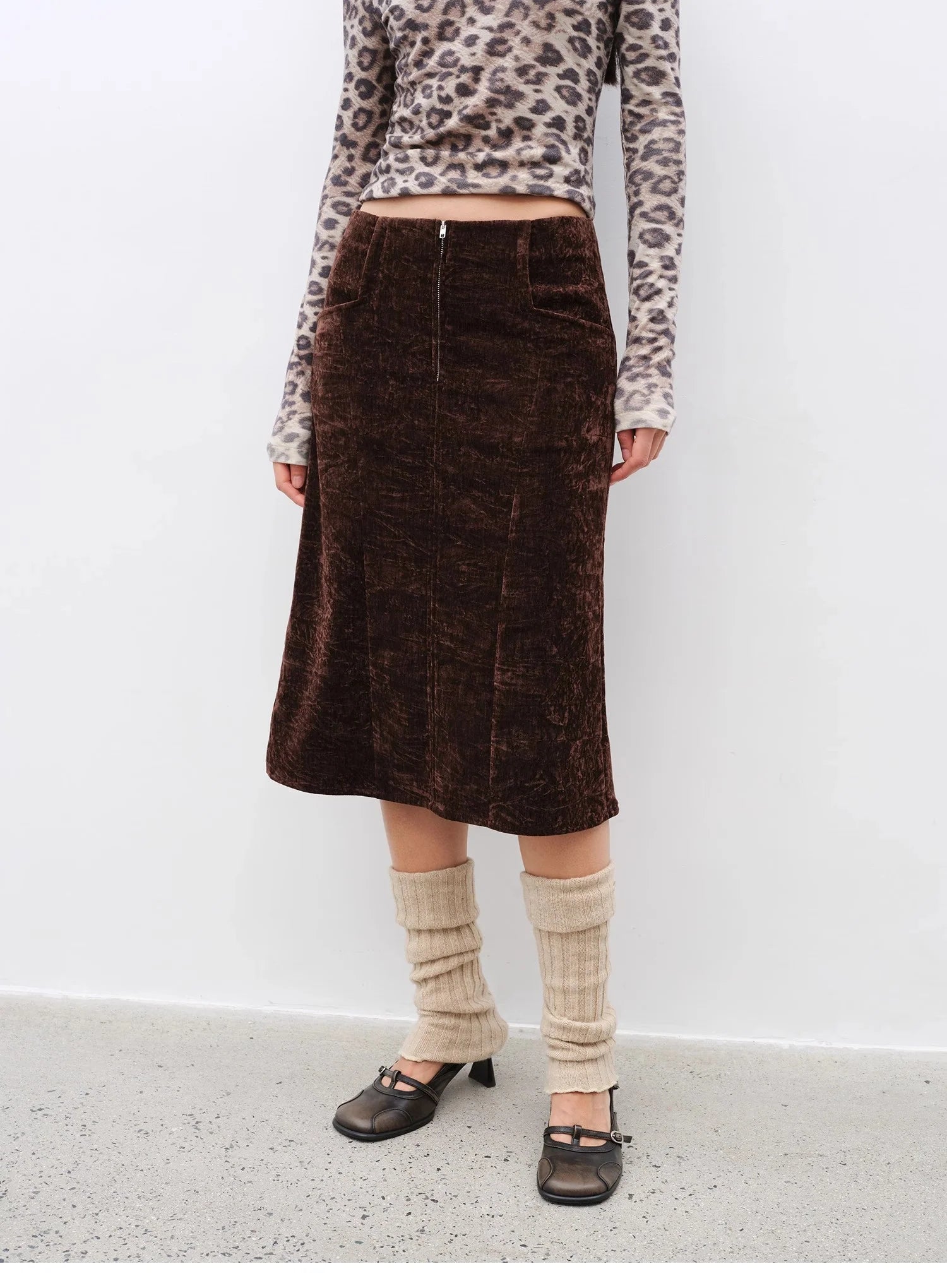 "Autumn Slumber" Unique Stylish Double-Sided Sherpa Textured Versatile Slimming Skirt