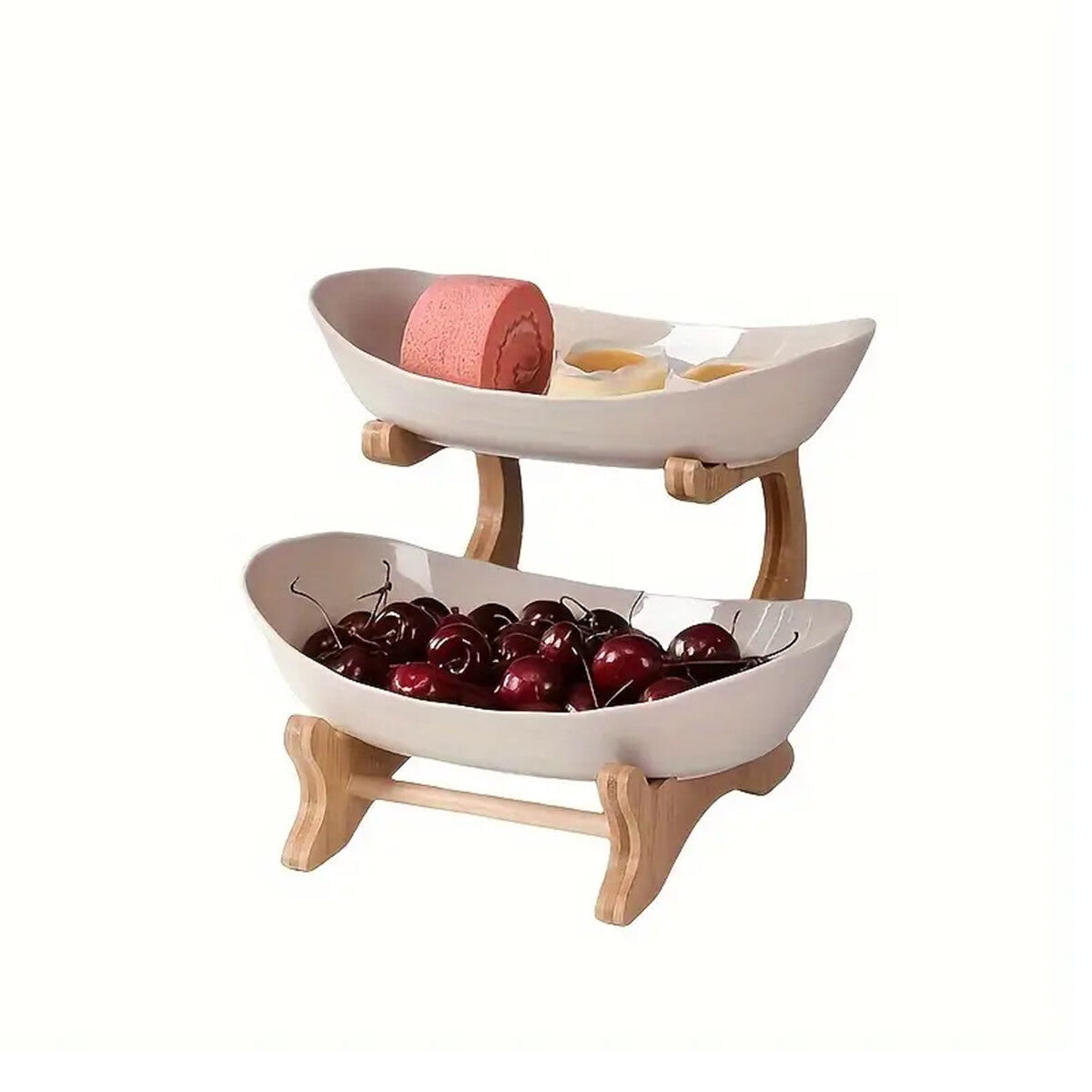 Modern Multi Layer Bamboo Fruit Snack Plate Rack Creative Storage Plate Holder