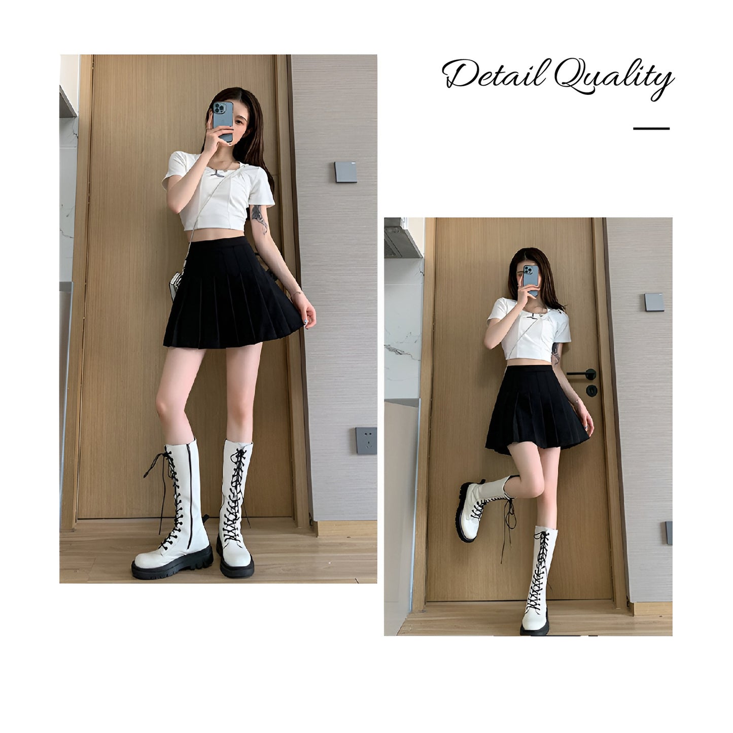 Women Pleated Tennis Skirt High Waist Black Summer Slim Fit Fashion Sportswear