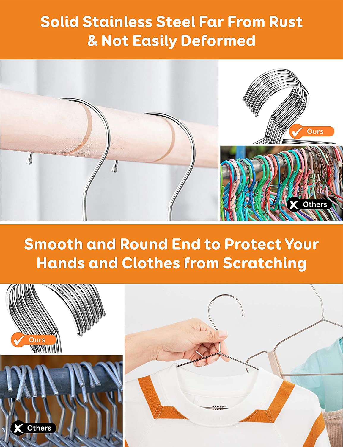 Baby Hangers, 50 Pack Stainless Steel 12.6 Inch Heavy Duty Non-Slip Space Saving Coat Hangers for Kids Children Toddler Clothes