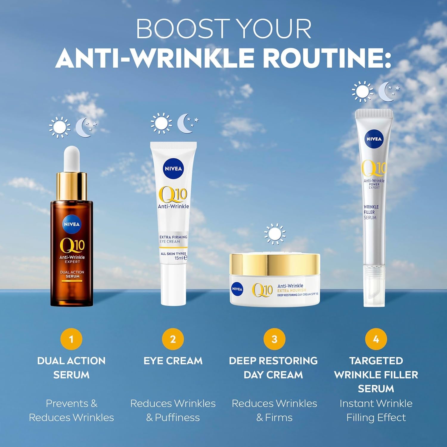 Q10 Anti-Wrinkle Nourishing Day Cream SPF 15 50Ml | Anti-Ageing Face Moisturiser | with Q10 & Argan Oil | Lasting 24-Hour Nourishment | Firms Skin | Reduces Signs of Aging