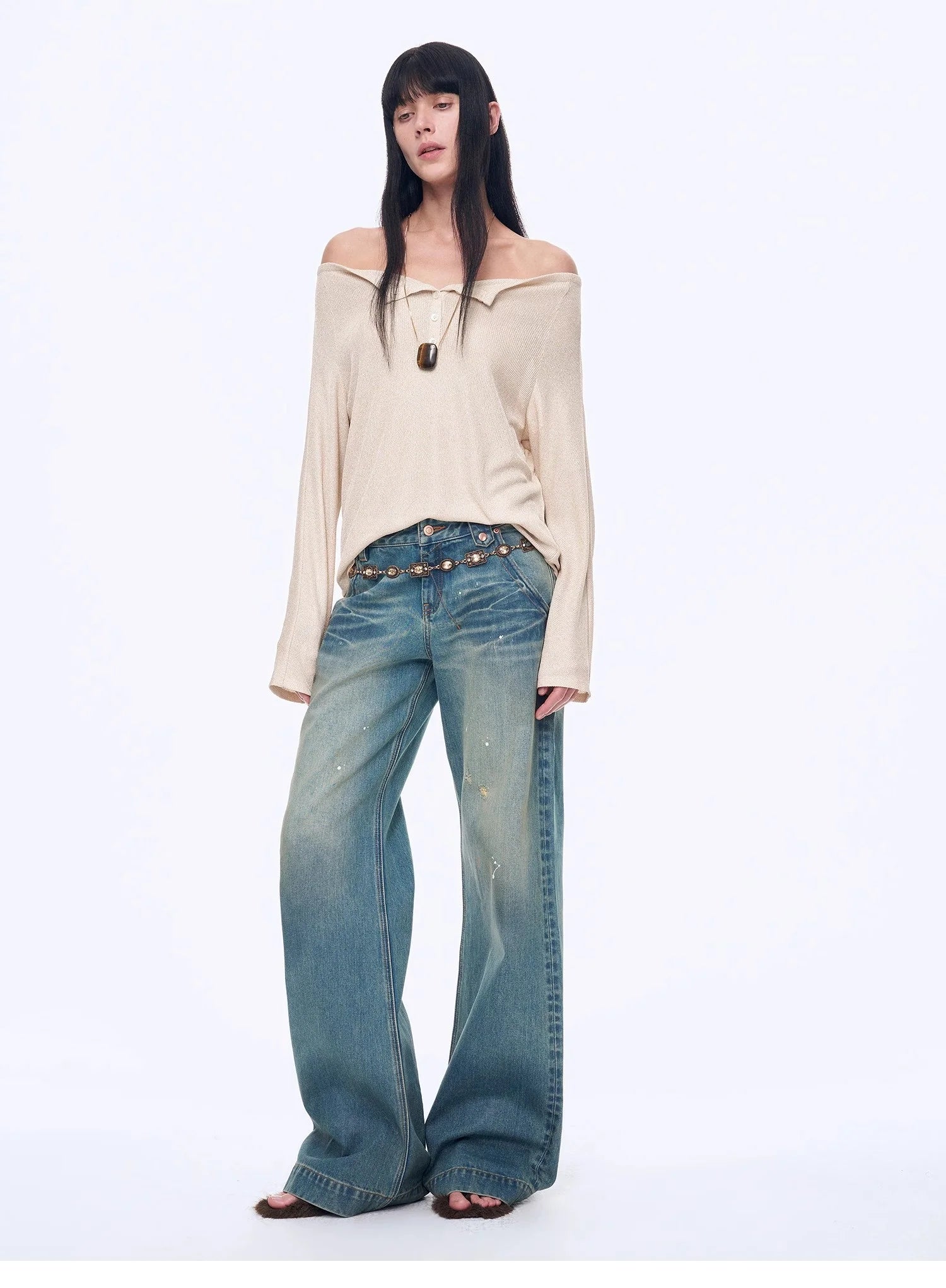 "Fashion Law" Casual One-Shoulder Raglan Sleeve T-Shirt Top