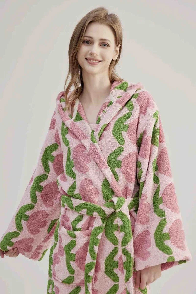 Whimsical Tulip Hooded Bath Robe - 100% Organic Long-Stapled Cotton