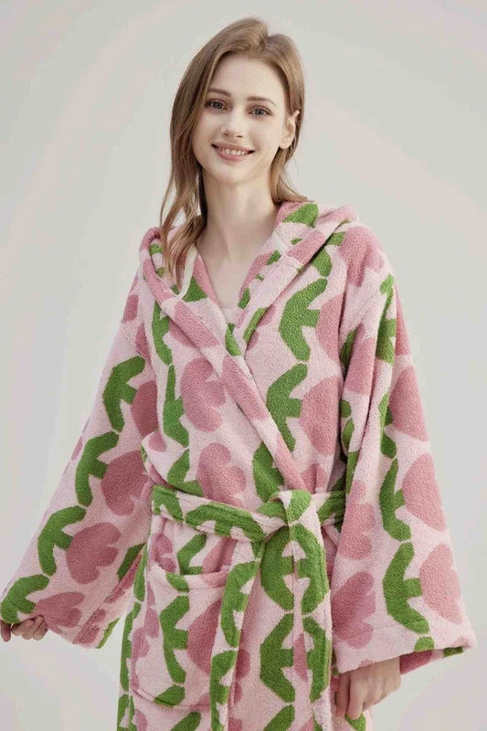 Whimsical Tulip Hooded Bath Robe - 100% Organic Long-Stapled Cotton