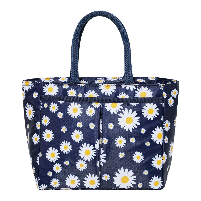 Daisy Printed Lunch Bag Thermal Insulation Large Capacity Handbag Cute Picnic Drinks Lunch Box Storage Bag Portable Lunch Pouch