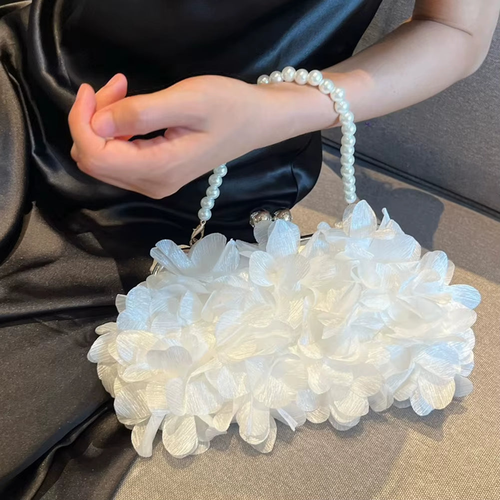 Fashion Flower Evening Clutch Purse Large Capacity Artificial Floral Dinner Bag Women'S Wedding Party Banquet Bag Chic Hobo Bags