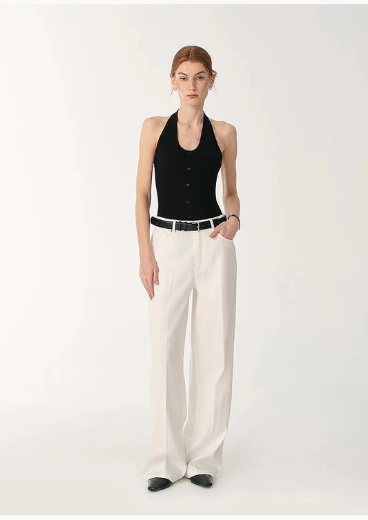 Customized Cotton Fabric Skin-Friendly Washed Drape Versatile Wide-Leg Jeans
