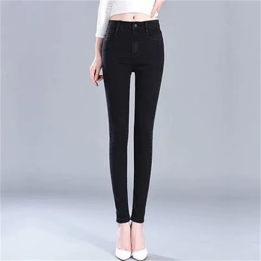 White Jeans Woman High Waist Jean Femme 2021 Spring Summer Autumn Wild Tight Elasticity Pencil Denim Pants Mom Jeans Mujer 364