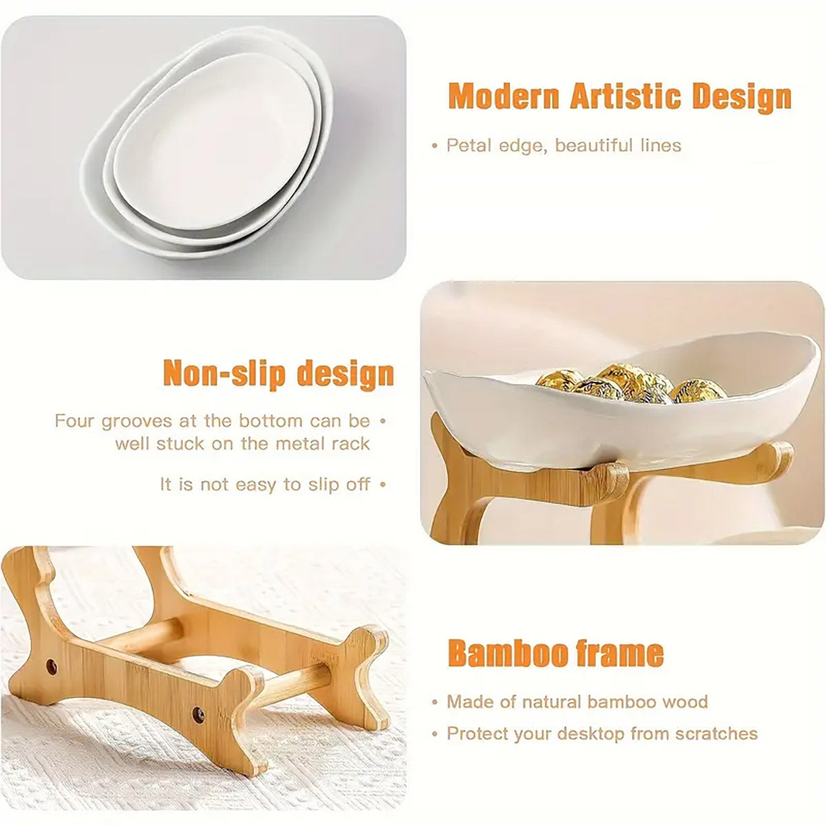 Modern Multi Layer Bamboo Fruit Snack Plate Rack Creative Storage Plate Holder