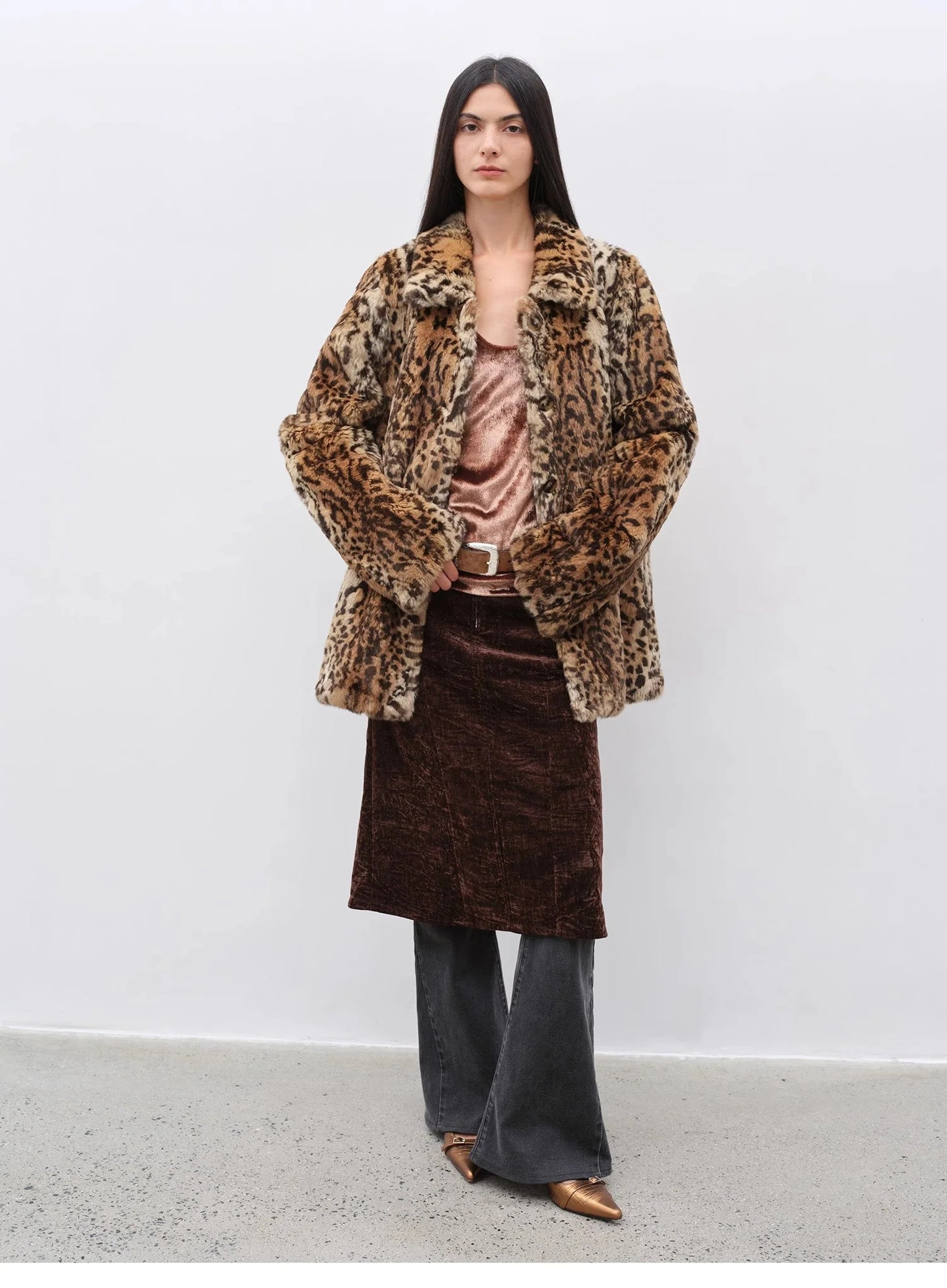 "Autumn Slumber" Unique Stylish Double-Sided Sherpa Textured Versatile Slimming Skirt
