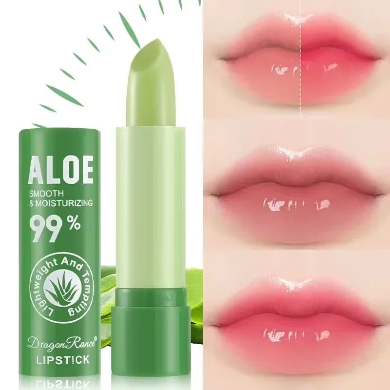 Aloe Lipstick Color-Changing Lip Balm Lithesome Moisturizing Hydrating Watery Lip Stick Aloe Fruit Lipsticks UNISEX Lips Care