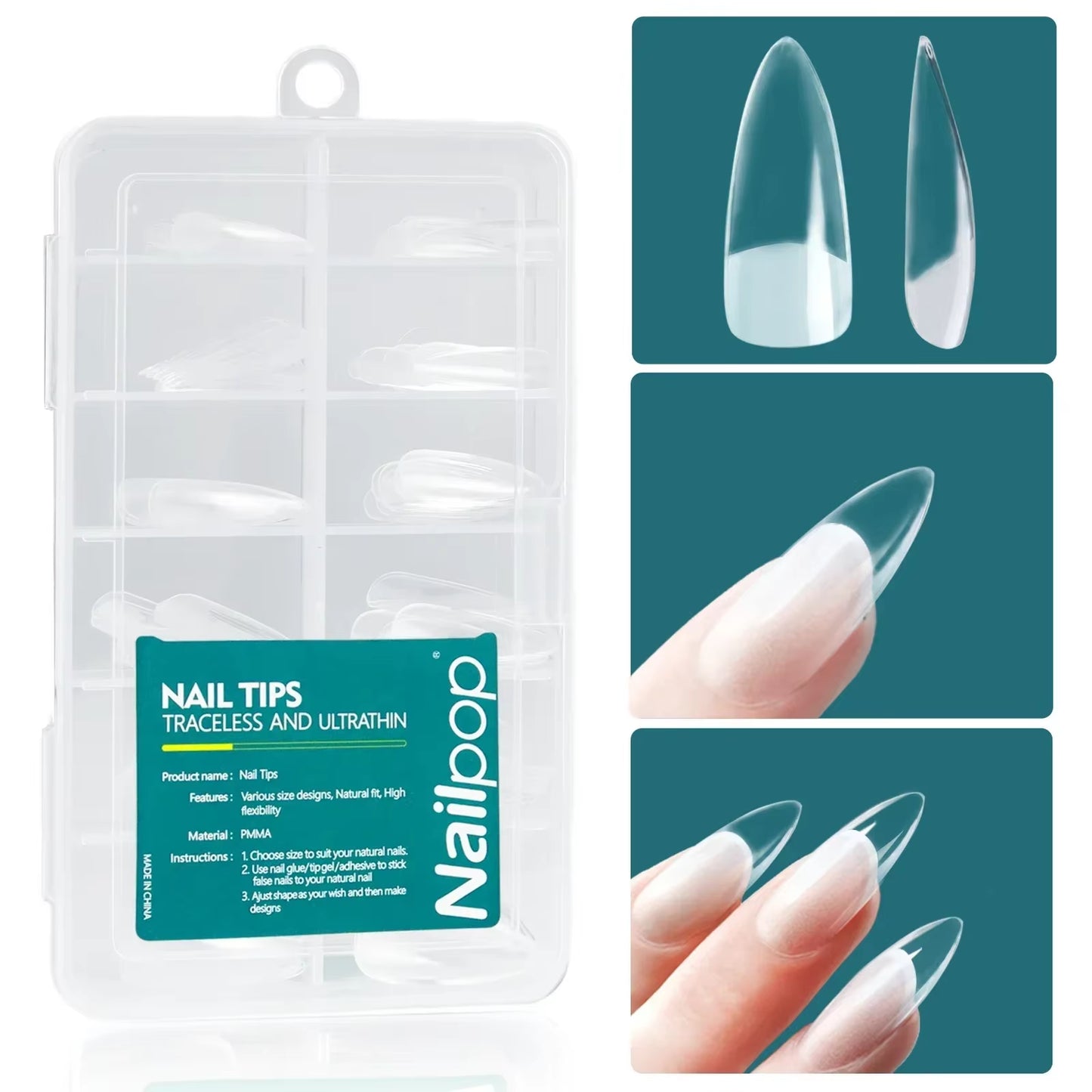 120Pcs/Box Gel X Nail Tips Medium Short Shape Almond/Square/Soft Gel Nail Tips False Nails Soak off Easy Nail Extensions