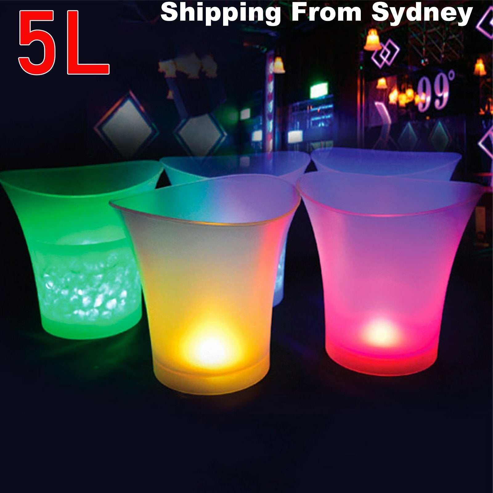 5L LED Ice Bucket Wine Colour Changing Drink Cooler Retro Party Wedding Bar Club