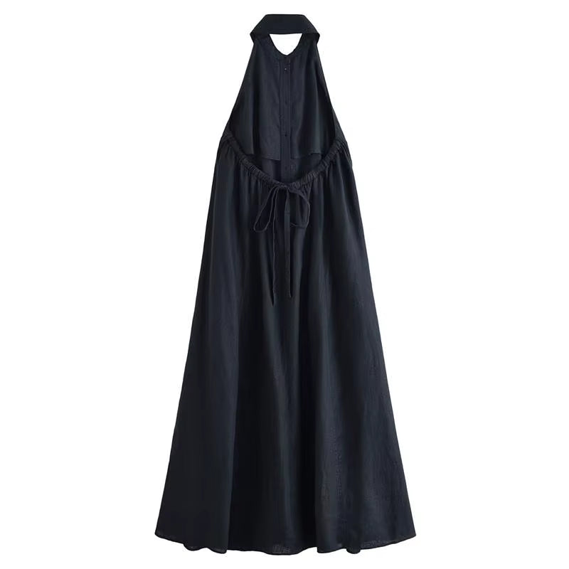 Dresses Summer Women'S 2025 New Neck-Hanging Elegant Long Holiday Dress Women Street Chic Youth Loose Fashion Dress