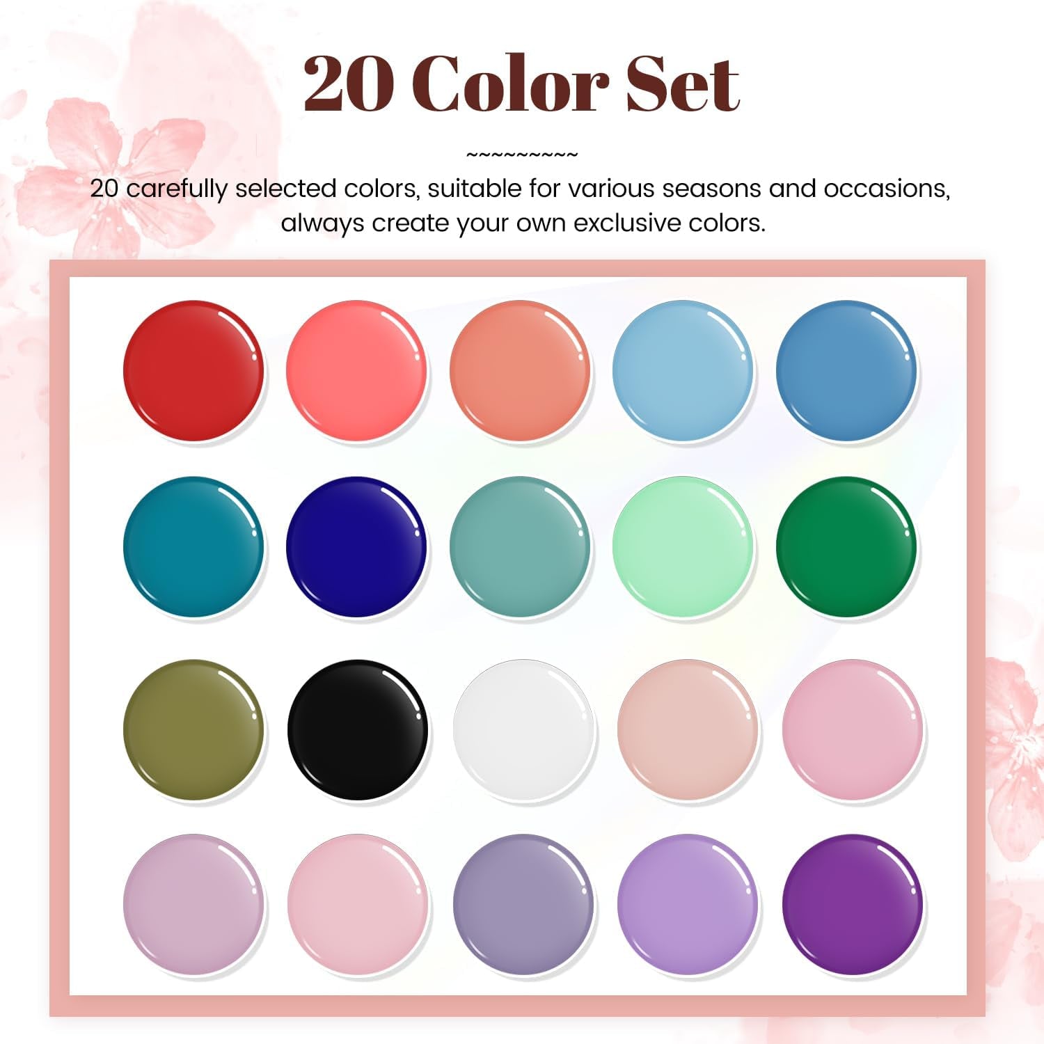 23 PCS Gel Nail Polish Set with Base Glossy and Matte Top Coat Multicolored Gel Nail Long Lasting Suitable for All Seasons…