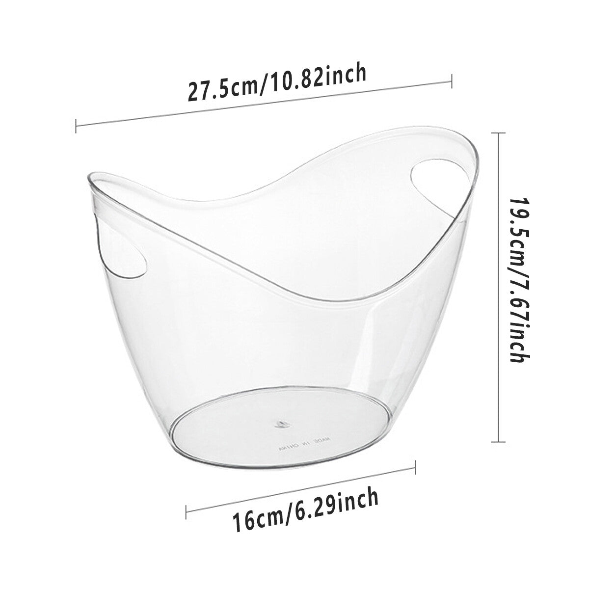 2Pcs Transparent 3.5L Ice Bucket Large Capacity Wine Beer Picnic Cooler Basket