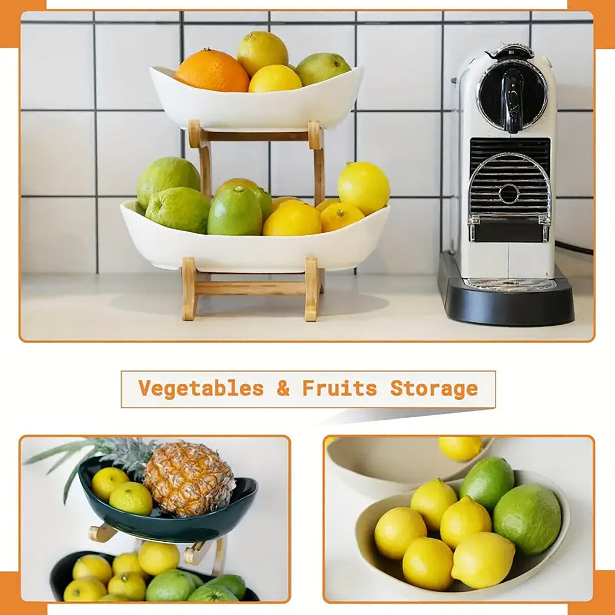 Modern Multi Layer Bamboo Fruit Snack Plate Rack Creative Storage Plate Holder