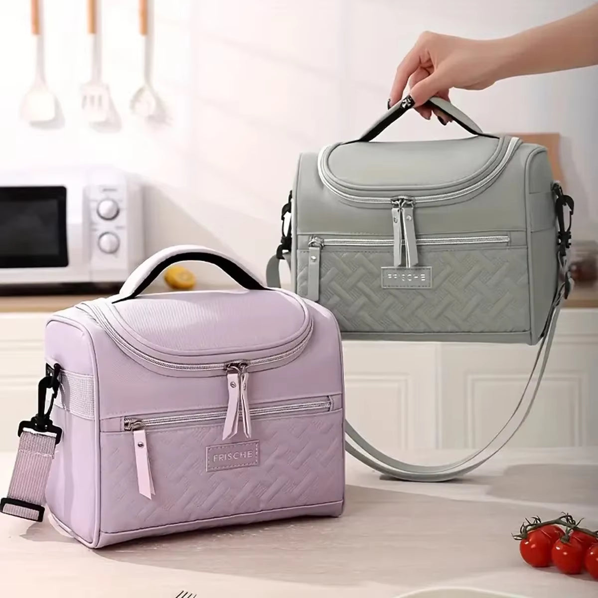 Portable Lunch Bag Food Thermal Box Durable Waterproof Office Cooler Lunch Box with Shoulder Strap Picnic Bag for Couples Unisex