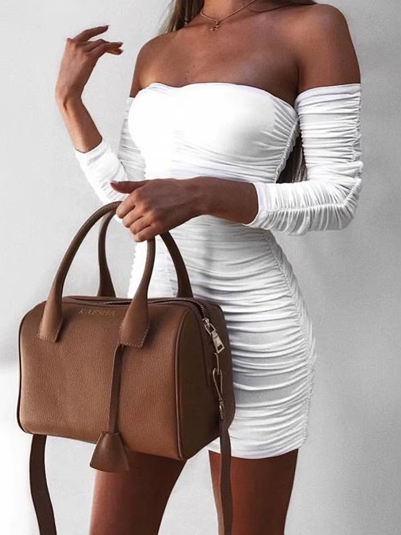 Women Autumn Winter Bandage Dress Women 2022 Sexy off Shoulder Long Sleeve Slim Elastic Bodycon Party Dresses Vestidos