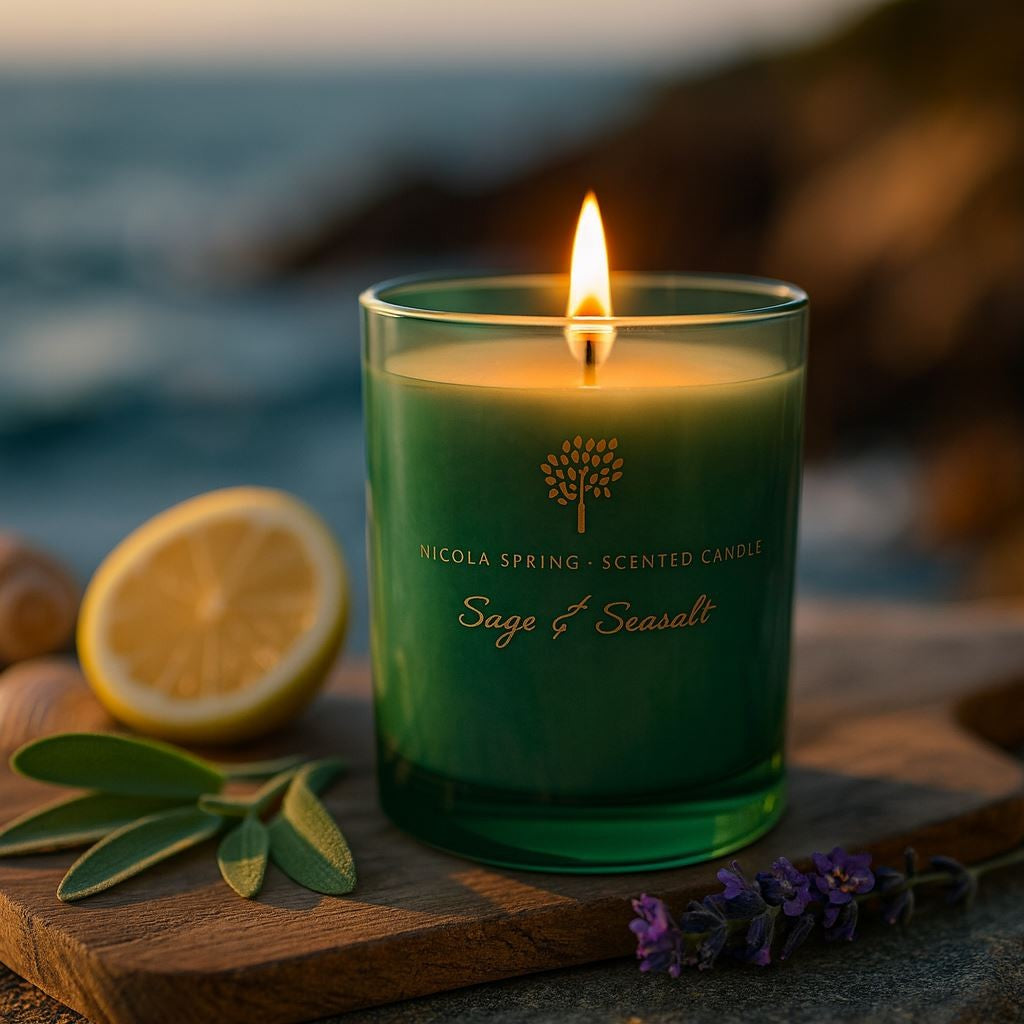 Scented Candle and Diffuser Set Gift 21 Hour Burn Time 130G Sage & Seasalt