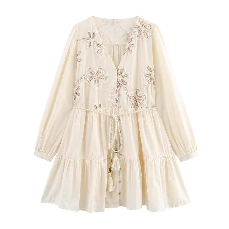 Women'S Elegant Party Dresses 2025 Spring Long Sleeve Short Dresses Fashion Casual New Y2K Floral Mini Dresses Vestidos