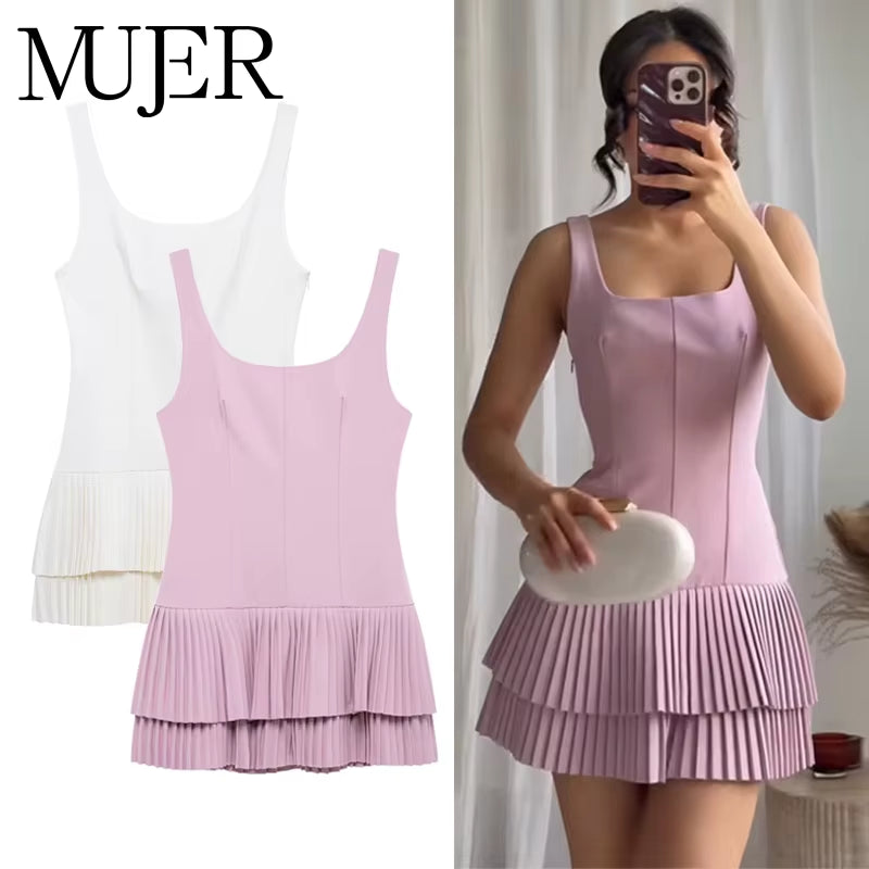 2025 Pleated Mini Dress Women Jumpsuit Backless Short Dresses for Women Straps Playsuit Dress Woman Party Women'S Dress