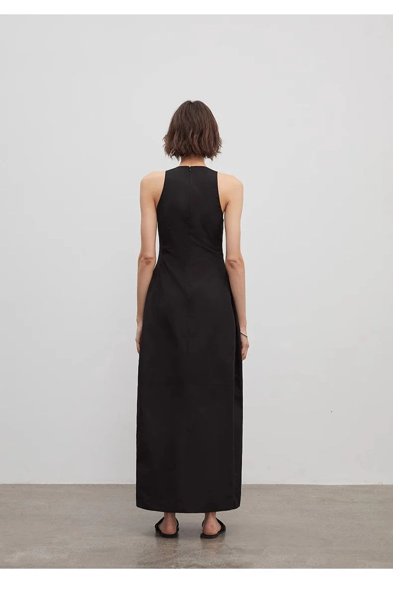 "Plain Poetry" Functional Style Sleeveless Dress Female French Style New Temperament Slim Hepburn Little Black Dress Long Skirt