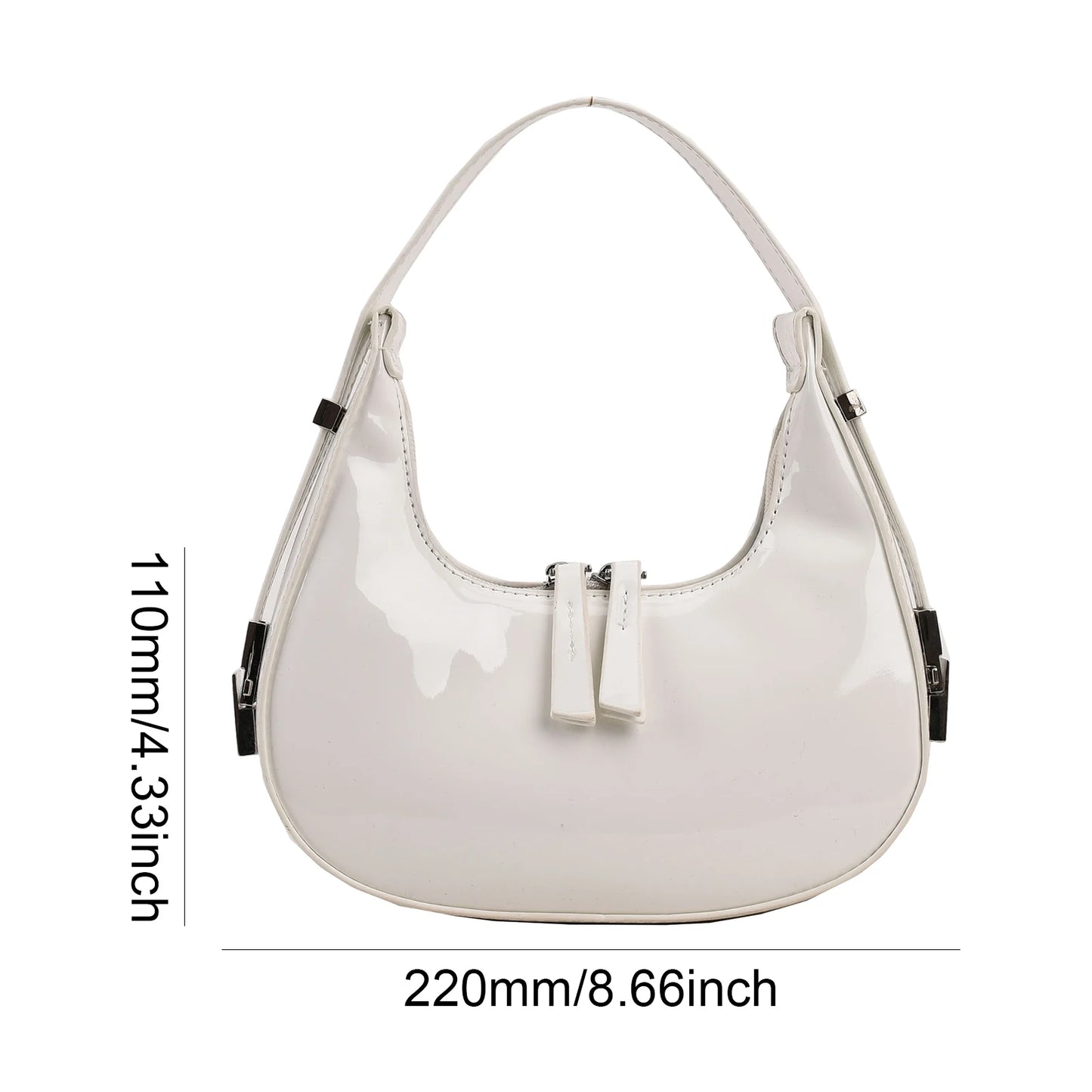 Retro PU Leather Tote Handbag Luxury Designer Crescent Bag Women'S Solid Color Small Shoulder Bag 2023 Trend Ladies Armpit Purse