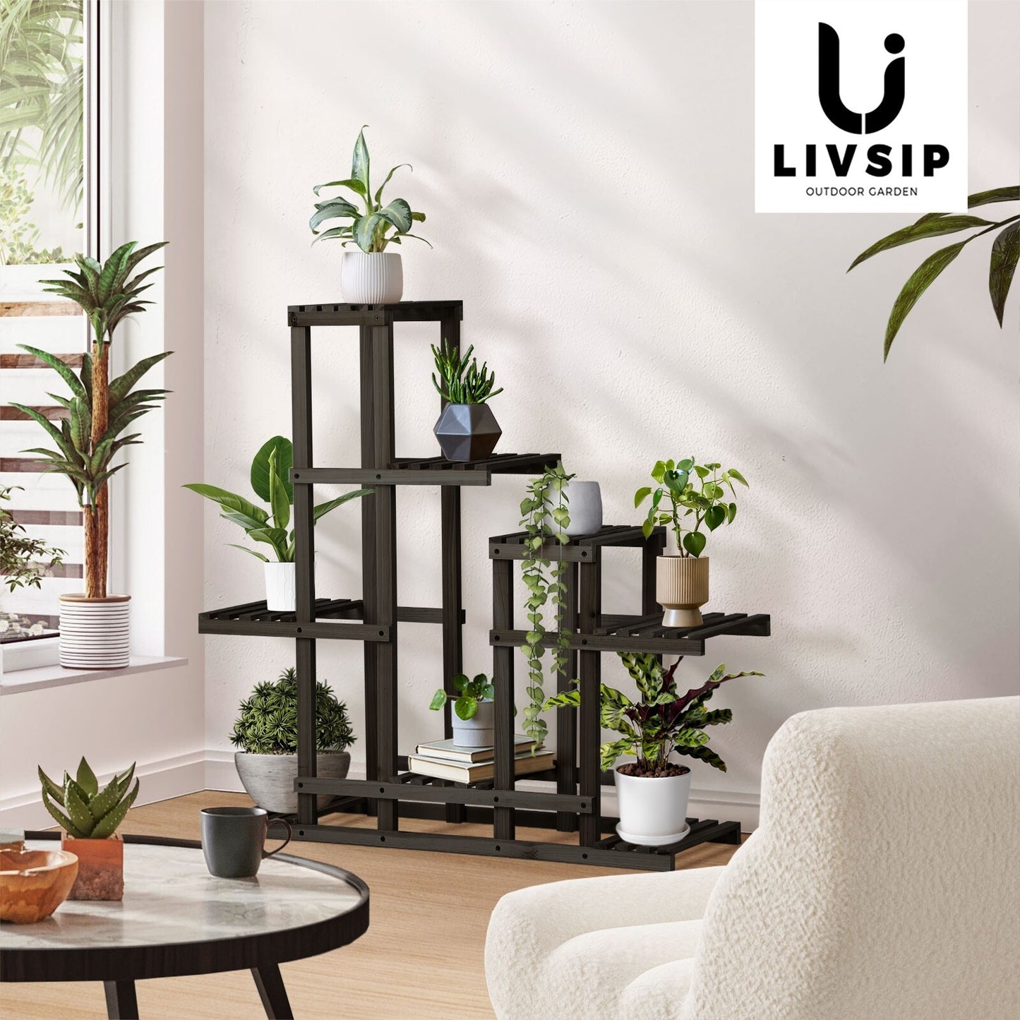 Livsip 6 Tiers Plant Stand Flower Pots Shelf Indoor Outdoor Garden Rack