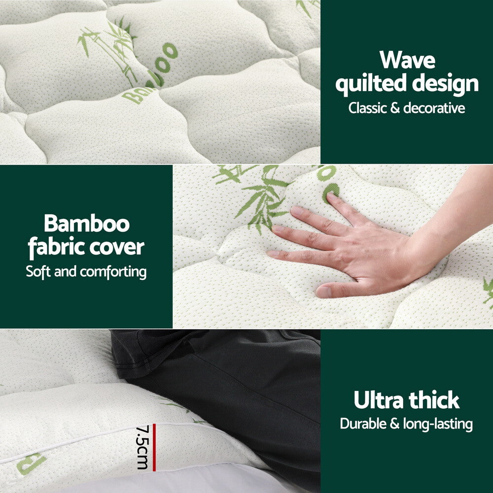 Giselle Bedding Mattress Topper Bamboo Fibre Pillowtop Protector King Single