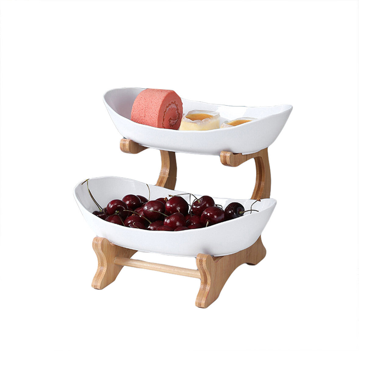 Modern Multi Layer Bamboo Fruit Snack Plate Rack Creative Storage Plate Holder