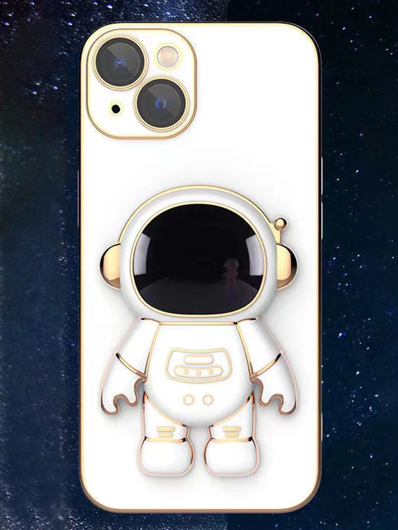 1Pc 6D Plated Tpu and 1Pc Plated Astronaut Holder, Anti-Fall Phone Case, Compatible with Apple, Samsung, Xiaomi, Huawei, Oppo Phones