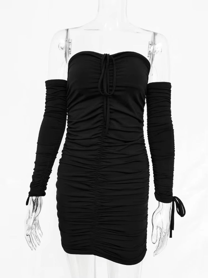 Women Autumn Winter Bandage Dress Women 2022 Sexy off Shoulder Long Sleeve Slim Elastic Bodycon Party Dresses Vestidos