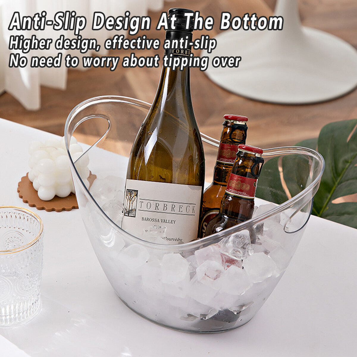 2Pcs Transparent 3.5L Ice Bucket Large Capacity Wine Beer Picnic Cooler Basket