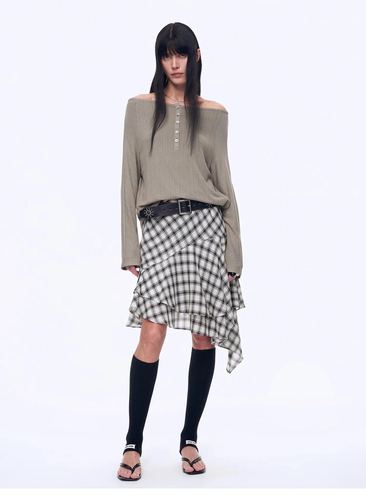 "Fashion Law" Casual One-Shoulder Raglan Sleeve T-Shirt Top