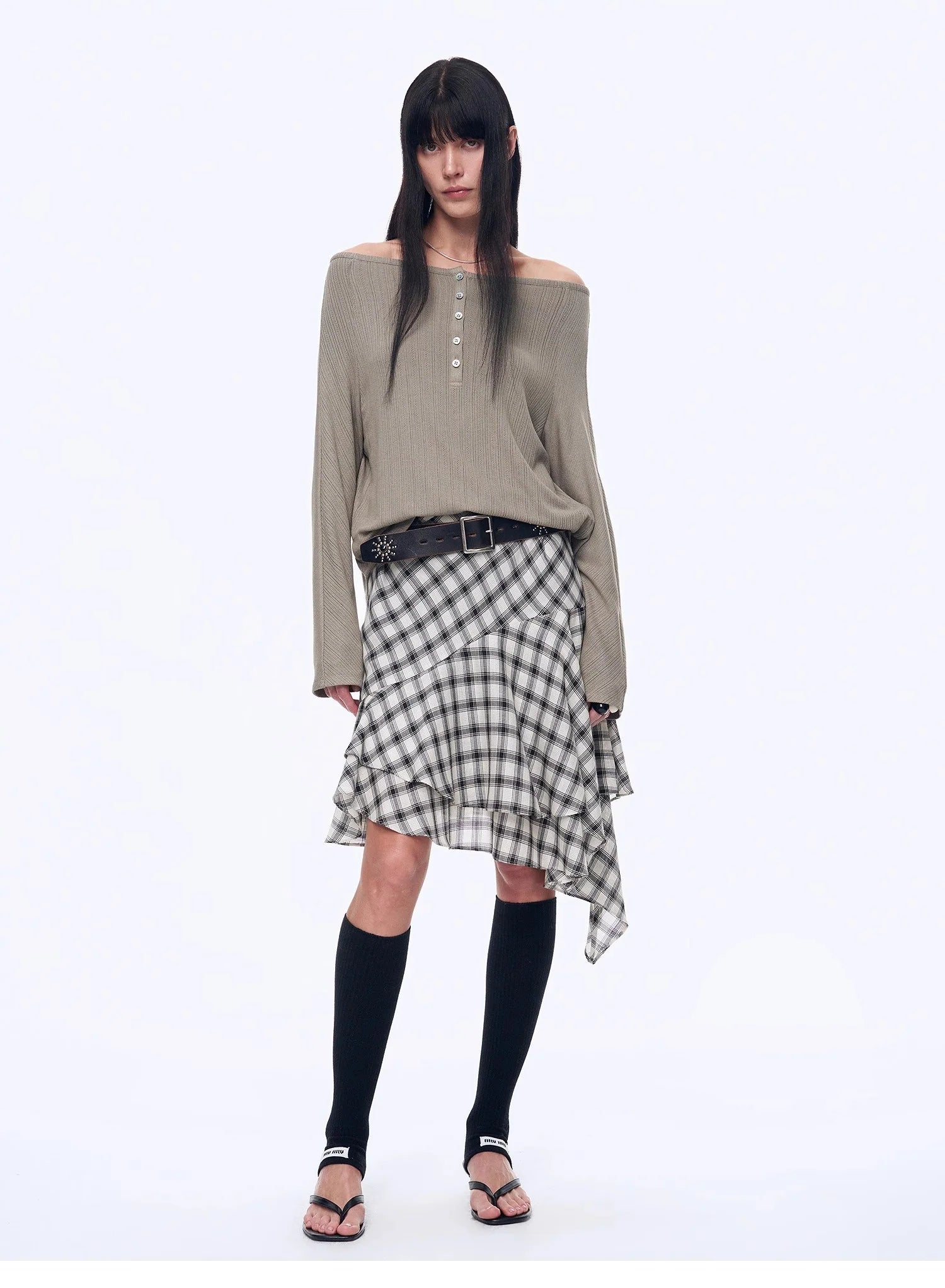 "Fashion Law" Casual One-Shoulder Raglan Sleeve T-Shirt Top