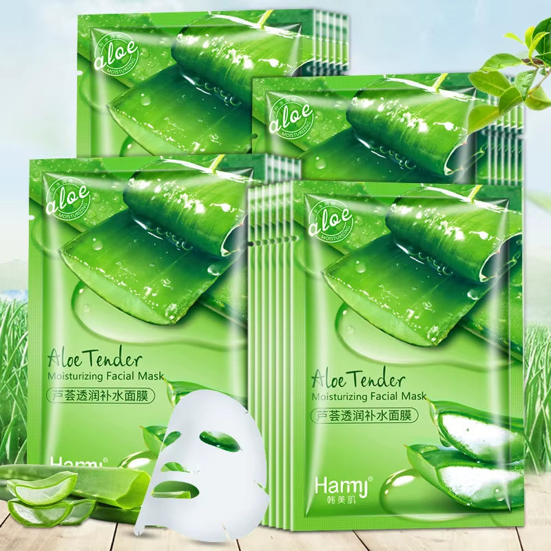 30Pcs Natural Aloe Vera Gel Face Mask Remove Acne Control Oil Depth Replenishment Moisturizing Wrapped Mask Shrink Pores