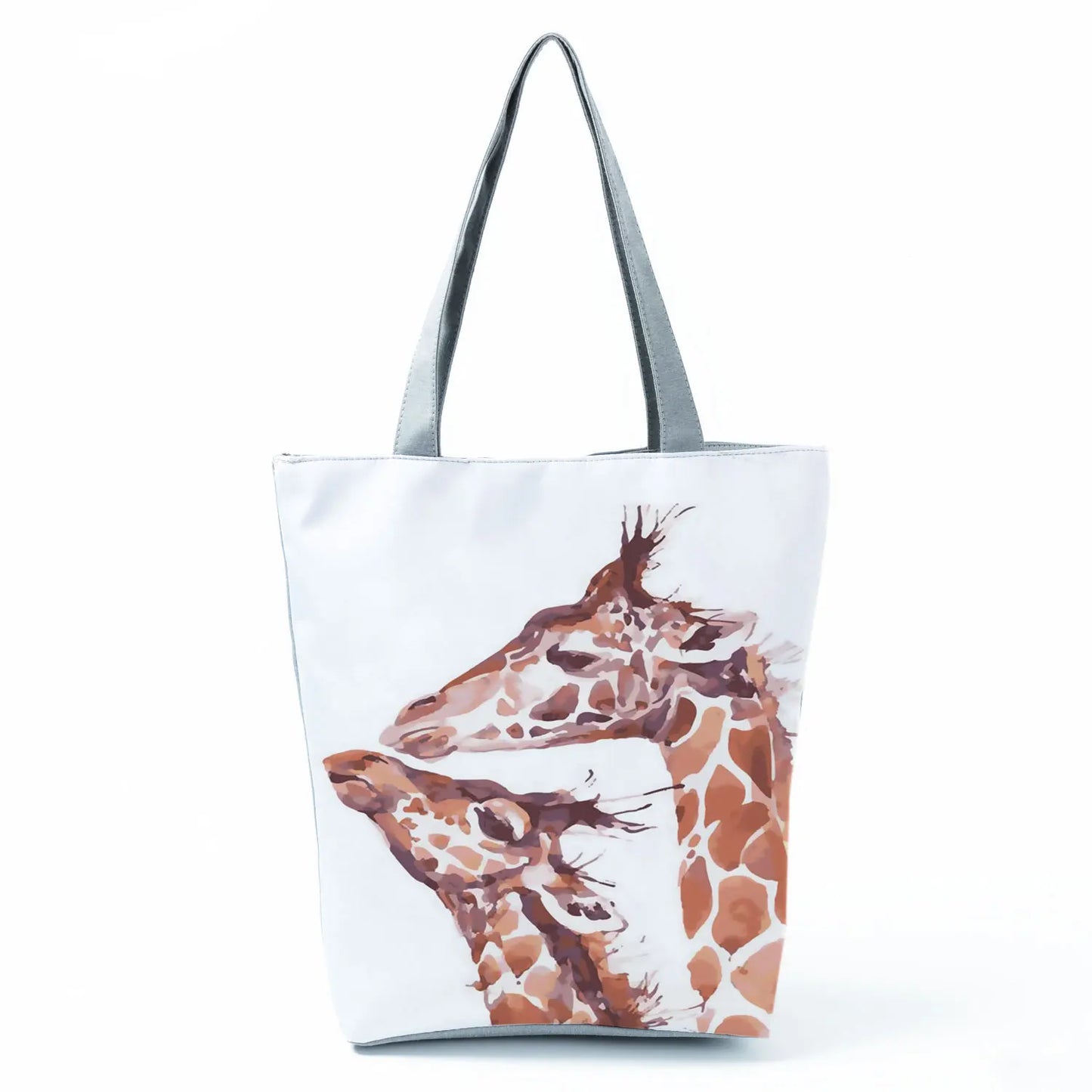 Giraffe Animal Printed Fashion Women Shoulder Bag Cartoon Eco Friendly Portable Shopping Handbags High Capacity Practical Tote