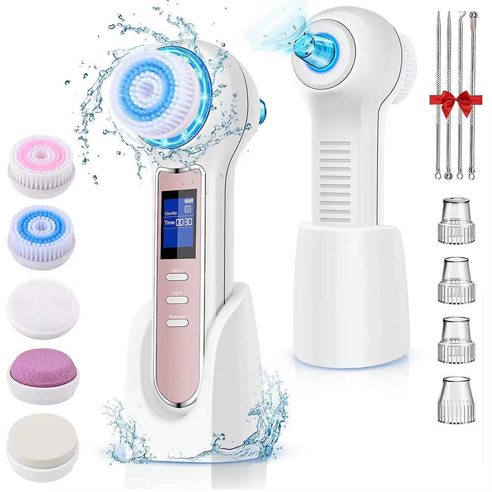 Blackhead Remover Vacuum with Electric Facial Cleansing Brush Rechargeable Face Spin Brush Facial Pore Cleanser Skincare Machine