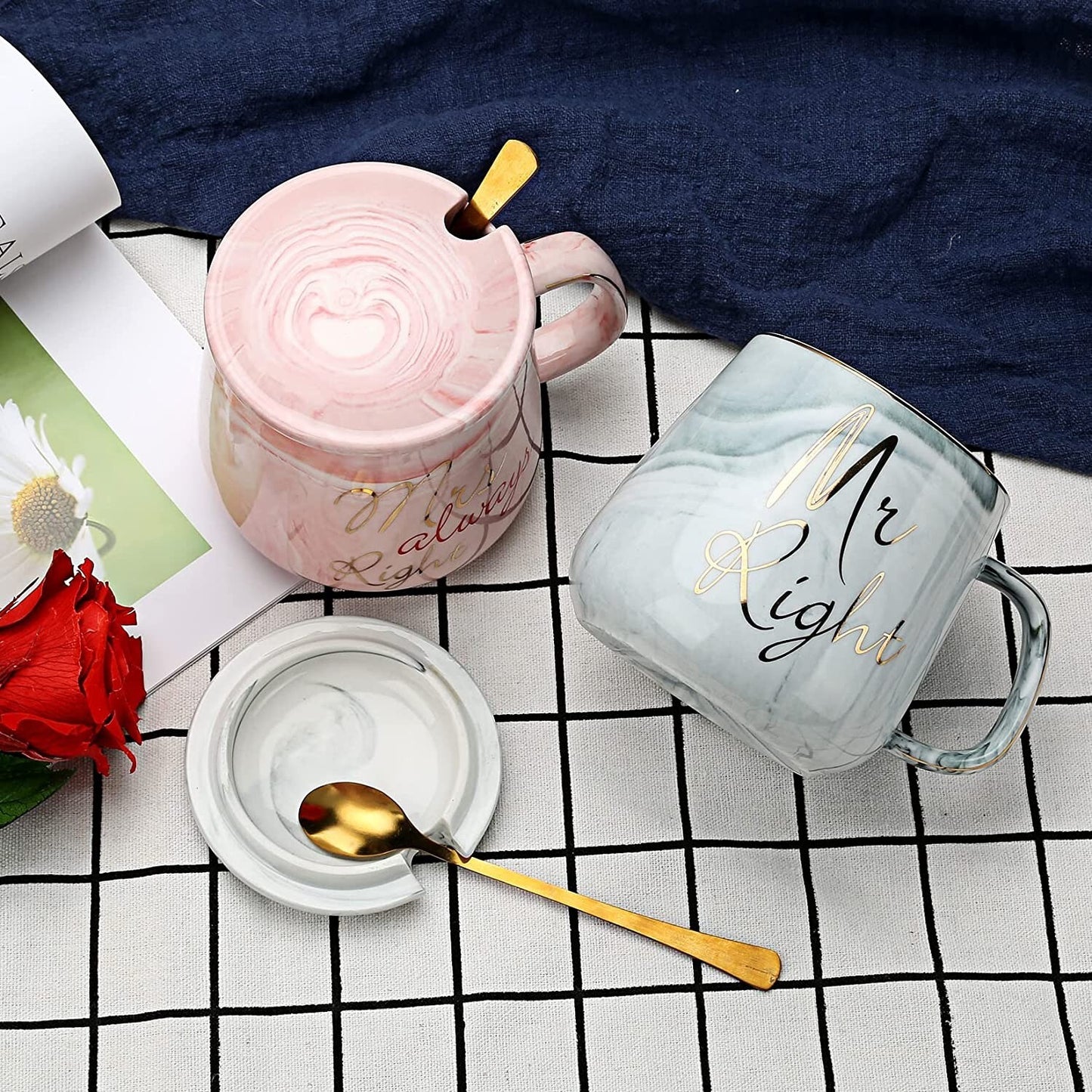 Mr Right and Mrs Always Right Couples Coffee Mugs Cups Gifts Set for Engagement