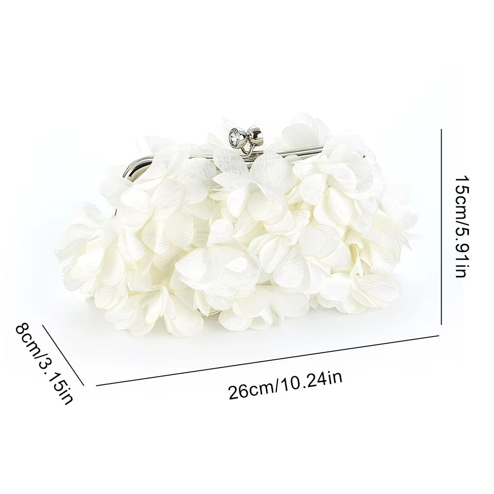 Fashion Flower Evening Clutch Purse Large Capacity Artificial Floral Dinner Bag Women'S Wedding Party Banquet Bag Chic Hobo Bags
