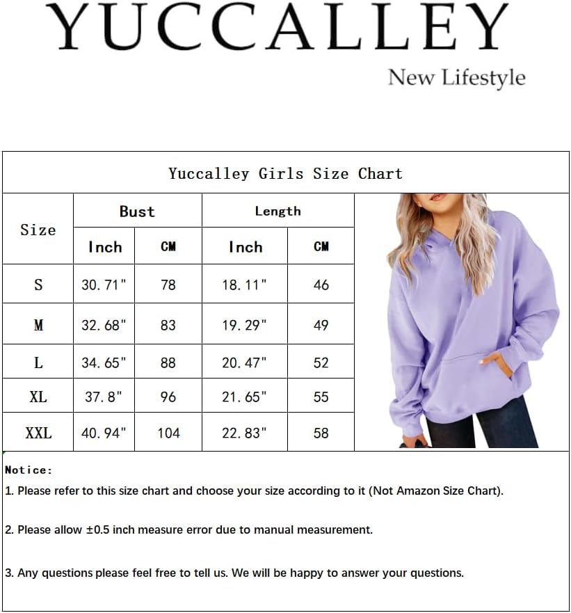 Girls Casual Long Sleeve Hoodies Cute Oversized Fleece Pocket Sweatshirt Tops