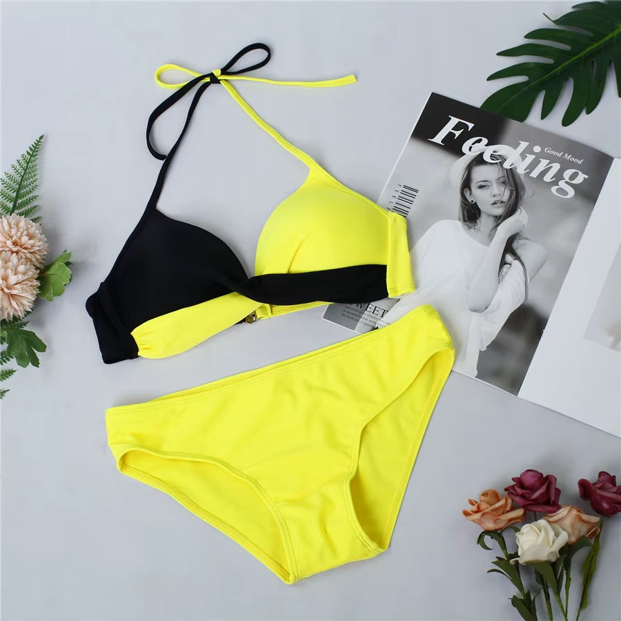 Sexy Bikini Push up Swimwear Women Brazilain Biquinis Feminino 2021 Mujer Swimsuit Tanga Swimming Bathing Suit 2 Piece Set Mujer