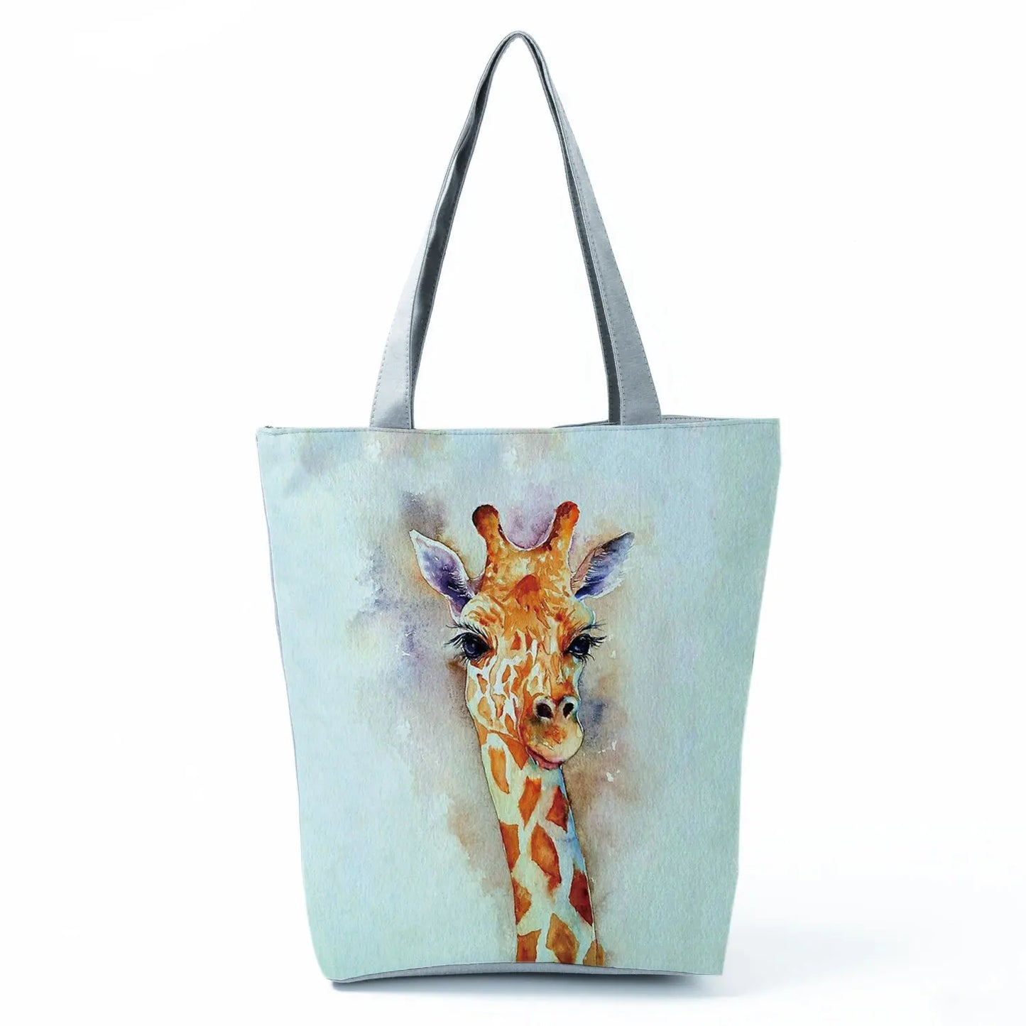 Giraffe Animal Printed Fashion Women Shoulder Bag Cartoon Eco Friendly Portable Shopping Handbags High Capacity Practical Tote