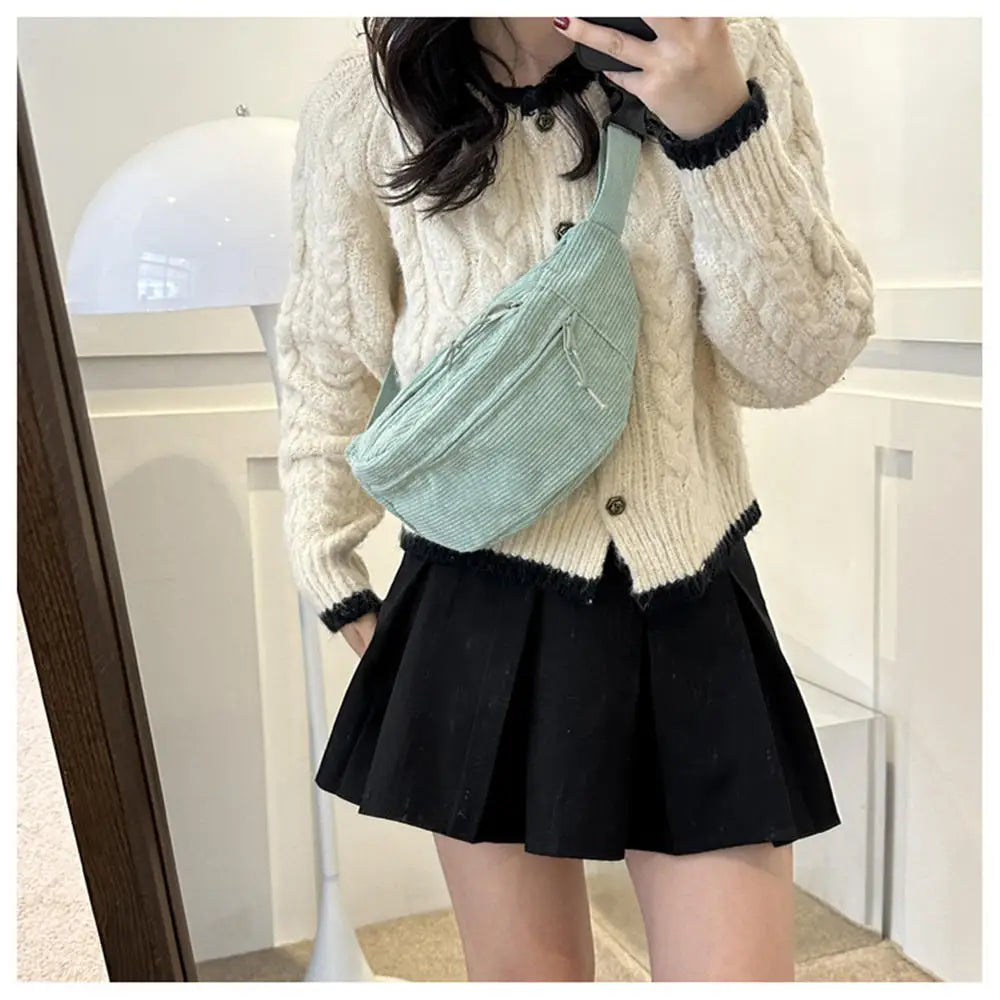 Women'S Embroidery Rhombus Chest Bag Multi-Layer Large-Capacity Single-Shoulder Diagonal Bag Casual Rhombus Chest Handbag 2024