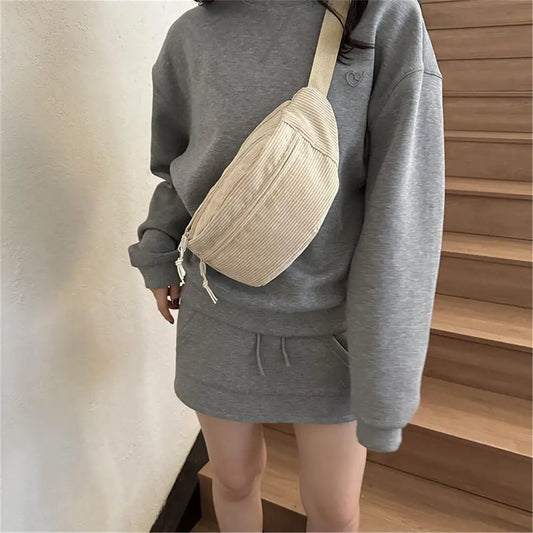 Women'S Embroidery Rhombus Chest Bag Multi-Layer Large-Capacity Single-Shoulder Diagonal Bag Casual Rhombus Chest Handbag 2024