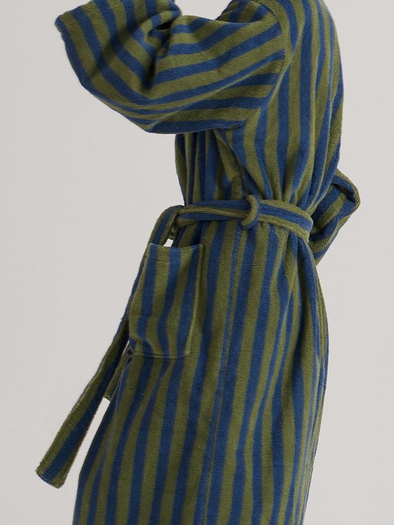 Ultra Soft Retro Stripe Bathrobe - 100% Organic Long-Stapled Cotton