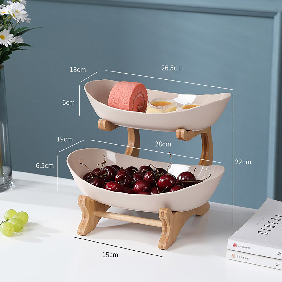 Modern Multi Layer Bamboo Fruit Snack Plate Rack Creative Storage Plate Holder