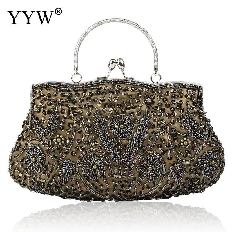 Women Clutch Bags Ladies Beads Evening Bags Wedding Party Bridal Embroidered Handbag Women Solid Retro Small Totes Mini Wallets